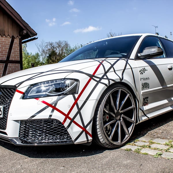 Custom White Audi S3 with Aftermarket LED Headlights - Photo by Vossen