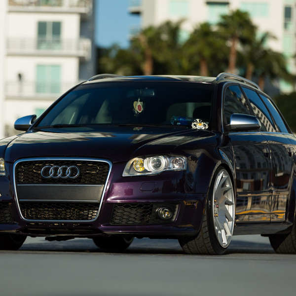 Purple Audi S4 with Aftermarket Halo Headlights - Photo by Vossen