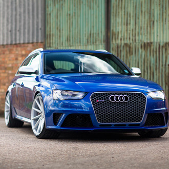 Blue Audi RS4 with Custom Front Bumper - Photo by Vossen