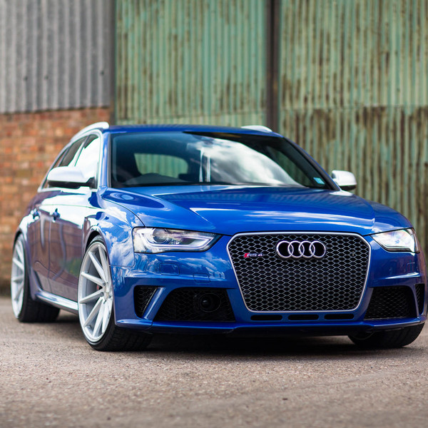 Blue Audi RS4 with Custom Front Bumper - Photo by Vossen