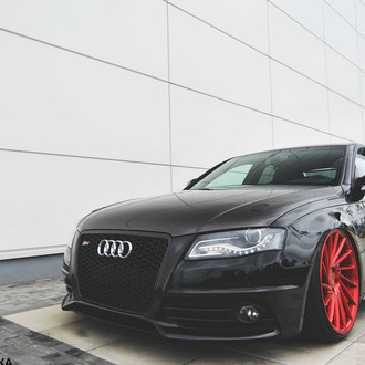 Audi S4 Modern Look with Carbon Fiber Elements and Red Forged Wheels