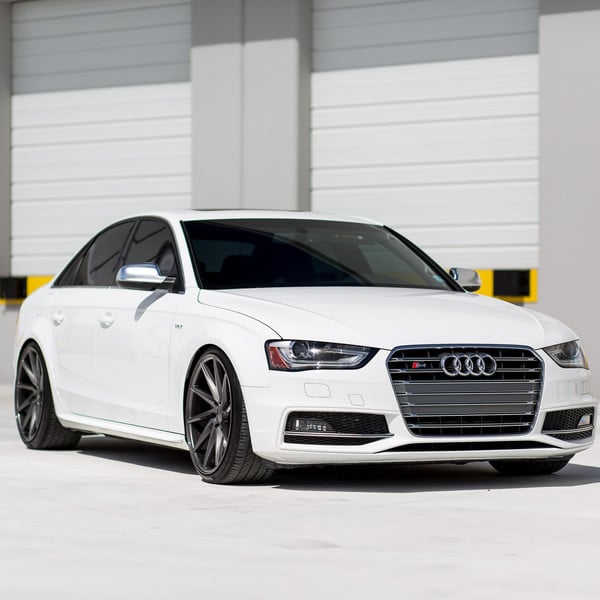 White Audi S4 with Custom Front Bumper Cover - Photo by Vossen