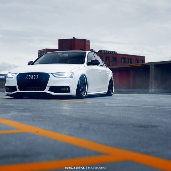 White S4 Sedan Dropped to the Ground - Photo by Avant Garde