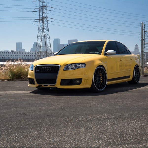 Yellow Audi S4 with Custom Halo Headlights - Photo by Rotiform