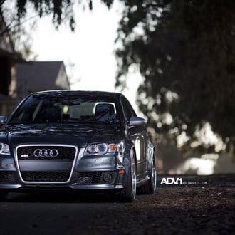 Gray Audi RS4 with Custom Halo Headlights - Photo by ADV.1