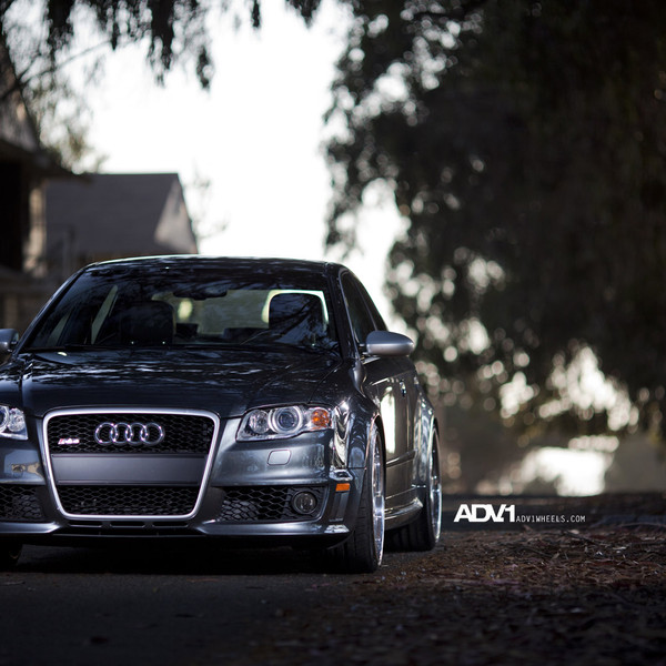 Gray Audi RS4 with Custom Halo Headlights - Photo by ADV.1