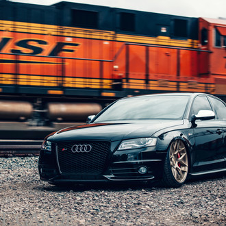 Aftermarket Front Bumper on Black Audi S4 - Photo by Avant Garde Wheels