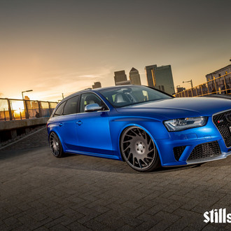 Matte Blue Audi S4 with Custom Blacked Out Grille - Photo by Vossen