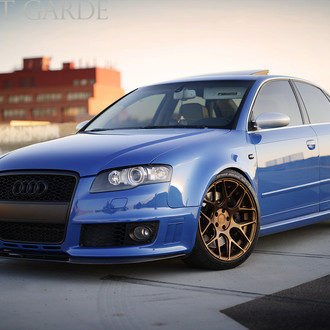 Custom Blue Audi S4 with Blacked Out Grille - Photo by Avant Garde Wheels