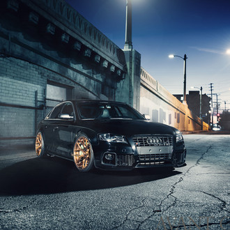 Custom Front Bumper on Black Audi S4 - Photo by Avant Garde Wheels