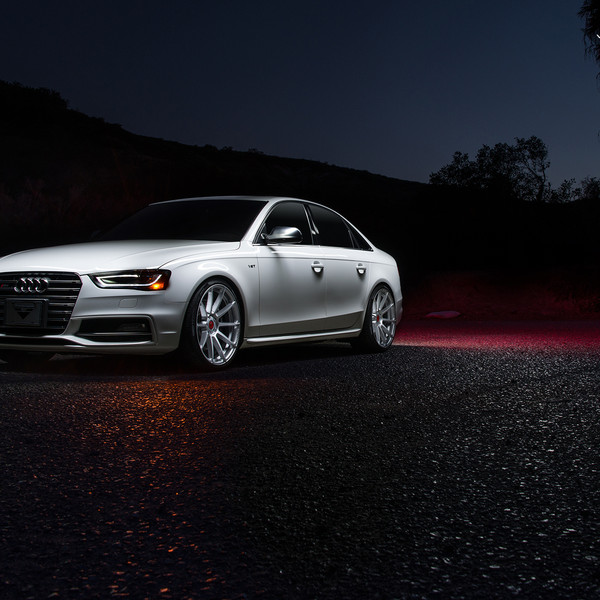 Custom LED-Bar Style Headlights on White Audi S4 - Photo by Vorstiner