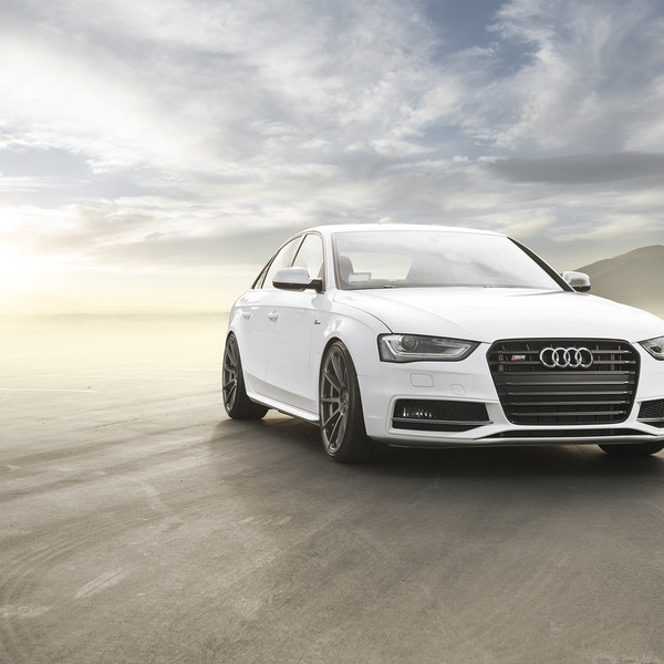 Custom Front Bumper on White Audi RS4 - Photo by Vorstiner