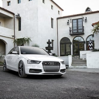 White Audi S4 with Aftermarket Headlights - Photo by Zito Wheels