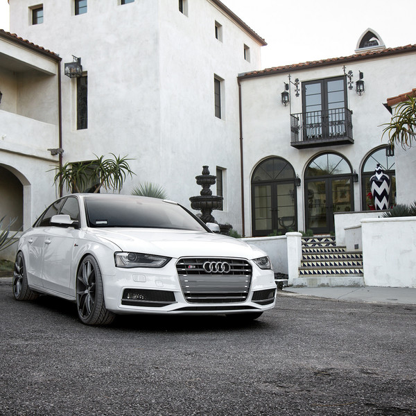 White Audi S4 with Aftermarket Headlights - Photo by Zito Wheels