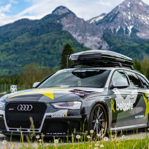 Customized Audi RS4 with Roof Cargo Box - Photo by Vossen