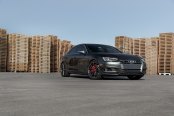 VIP Appearance of Audi S4 Highlighted by Custom Wheels with Contrasting Red Calipers and Center Caps