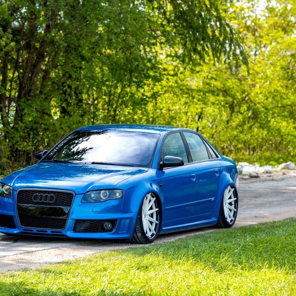 Custom Blue Audi S4 with Blacked Out Grille - Photo by Vossen
