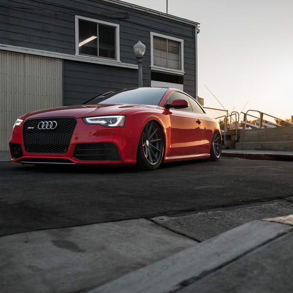 Red Audi S5 with Custom Black Front Grille - Photo by Vossen