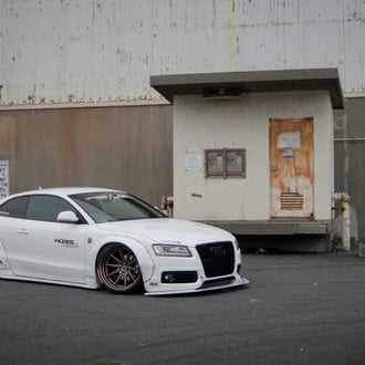 White Audi S5 with Custom Liberty Walk Body Kit - Photo by Vossen