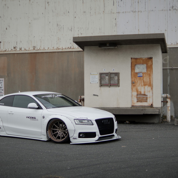 White Audi S5 with Custom Liberty Walk Body Kit - Photo by Vossen