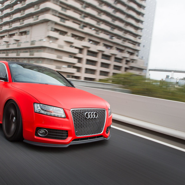 Red Matte Audi S5 with Custom Chrome Grille - Photo by Vossen