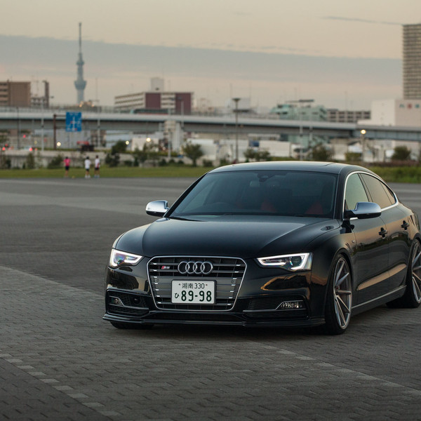 Gloss Black Audi S5 with Custom Front Bumper Cover - Photo by Vossen
