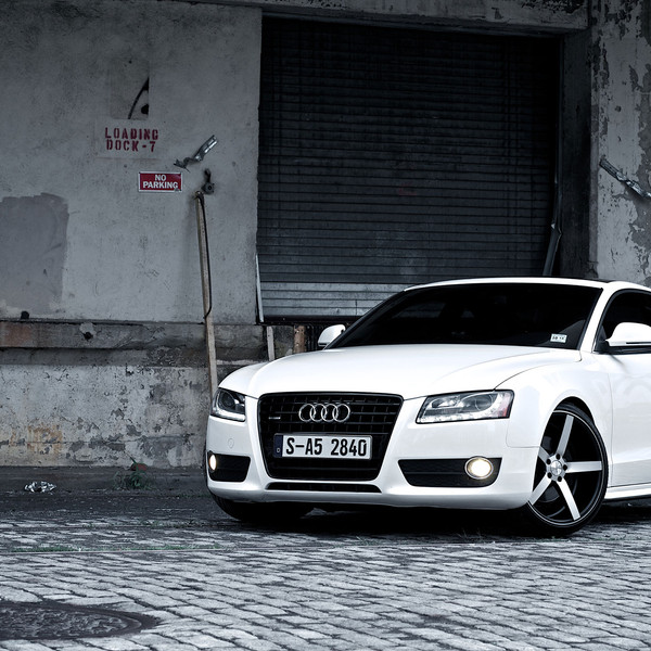 Custom White Audi S5 with Blacked Out Grille - Photo by Vossen