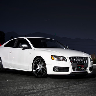 White Audi S5 Custom Front Bumper with Fog Lights - Photo by Vossen