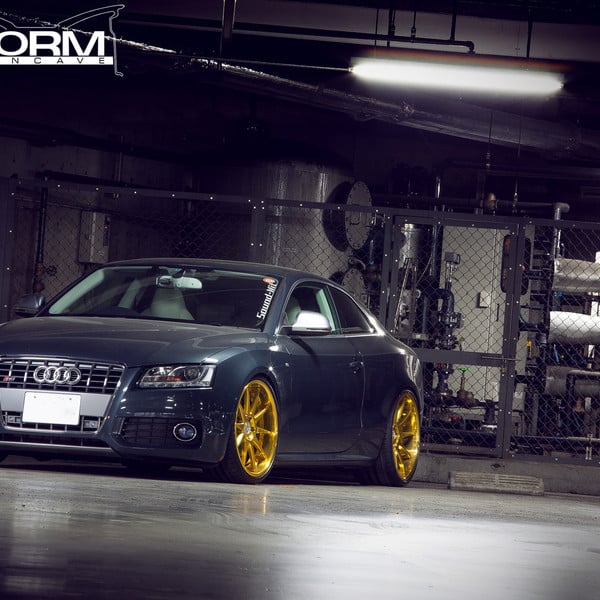 Gray Audi S5 with Custom Projector Headlights - Photo by Avant Garde Wheels