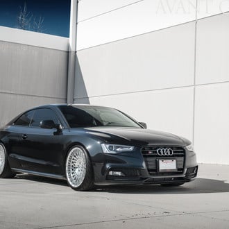 Aftermarket Front Bumper on Black Audi S5 - Photo by Avant Garde Wheels