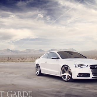 LED-Bar Style Headlights on White Audi S5 - Photo by Avant Garde Wheels