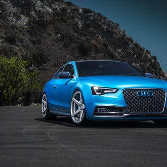 Ravishing Blue Audi S5 Proudly Wears Chrome Grille with Custom Emblem