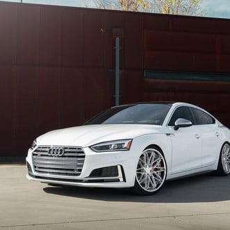 White Audi S5 with Aftermarket Headlights - Photo by Avant Garde Wheels