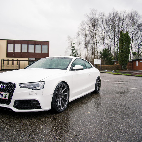White Audi S5 with Custom Blacked Out Grille - Photo by Vossen