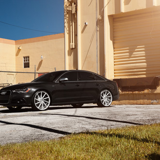 Black Audi S6 V8T with Aftermarket Headlights - Photo by Vossen