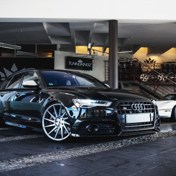 Aftermarket Front Bumper on Black Audi S6 - Photo by JR Wheels