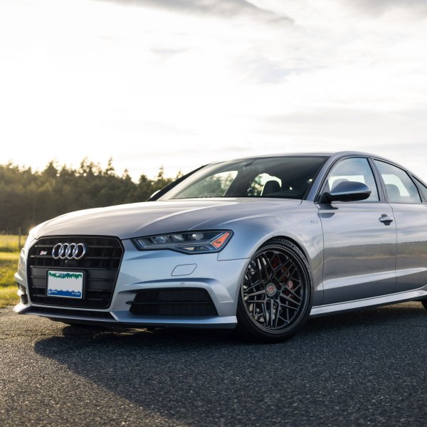 Silver Audi S6 with Aftermarket Projector Headlights - Photo by Vossen