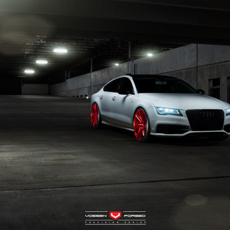 Custom White Audi S7 with Red Vossen Wheels - Photo by Vossen