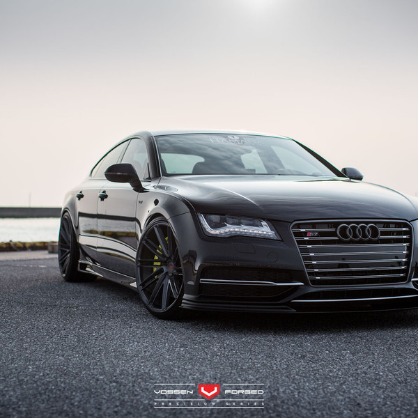 Gloss Black Audi S7 with Custom Grille - Photo by Vossen