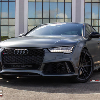 Aftermarket LED Headlights on Gray Audi S7 - Photo by Vellano