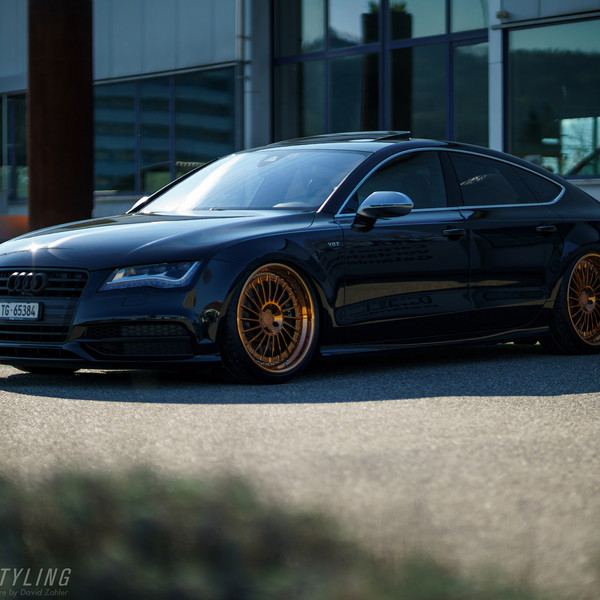 Audi S7 on Gold Custom Painted IND-T Wheels - Photo by Rotiform