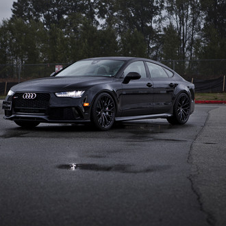 Crystal Clear Headlights on Black Audi S7 - Photo by PUR Wheels