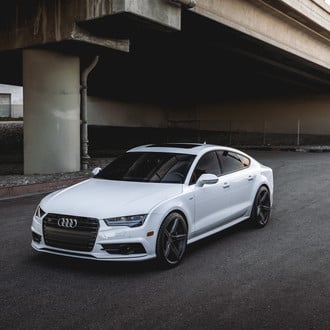 Perfect Fitment of Gunmetal Niche Wheels on White Audi S7