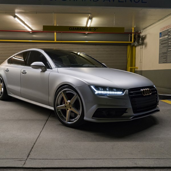 Matte Silver Audi S7 with Aftermarket LED Headlights - Photo by Forgiato