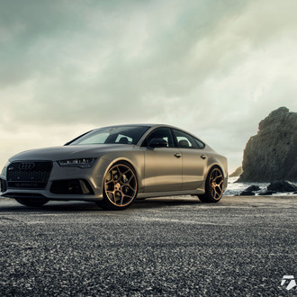 Gunmetal Audi S7 with Custom Front Lip - Photo by Vossen