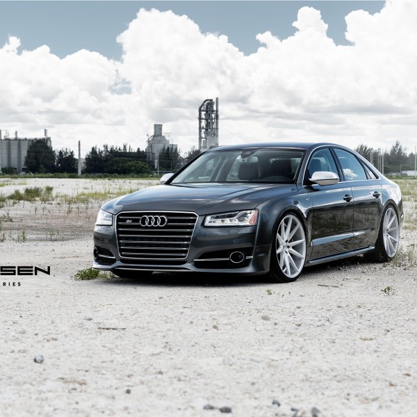 Gloss Black Audi S8 with Aftermarket LED Headlights - Photo by Vossen
