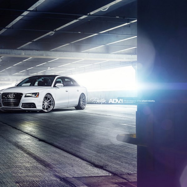 White Audi S8 with Aftermarket Front Bumper - Photo by ADV.1
