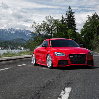 Red Audi TT RS with Custom Front Bumper Cover - Photo by Vossen
