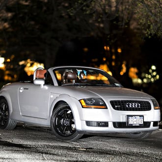 Aftermarket Headlights on Silver Convertible Audi TT - Photo by dan kinzie