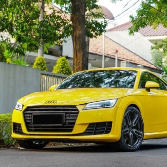 Custom LED-Bars Headlights on Yellow Audi TT - Photo by Vossen Wheels